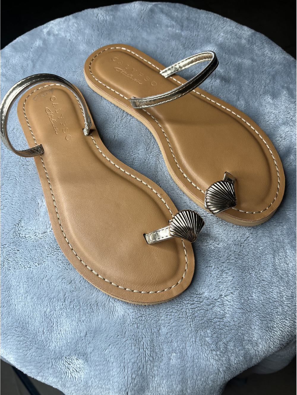 NWT Calypso Women's Brown/Gold/Seashell Toe Moray Sandals Size 7